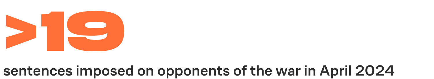 19 sentences imposed on opponents of the war in April 202